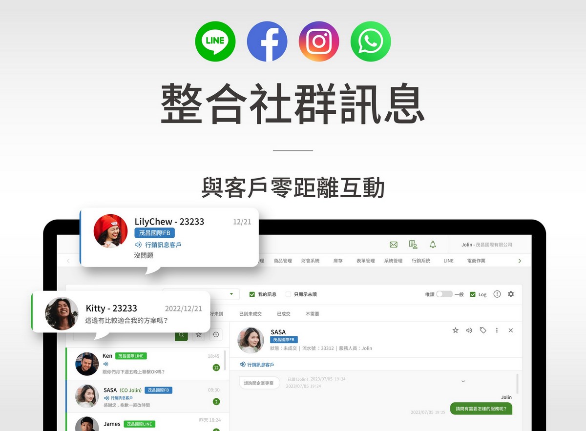 scrm,social crm,整合線上訊息,線上訊息,社群訊息,客戶訊息,訊息管理,CRM